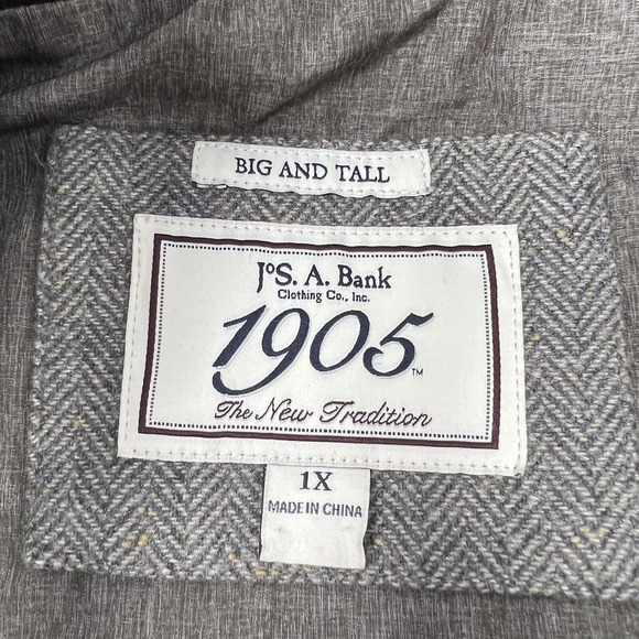 Jos A Bank Quilted Vest Herringbone Wool Blend Collar Buckle Men 1X Big & Tall - Picture 5 of 10